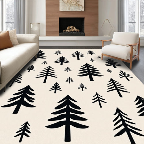 Black Pine Forest Scattered Scatter Rug