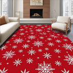 Crimson Red Snowflake Scatter Rug