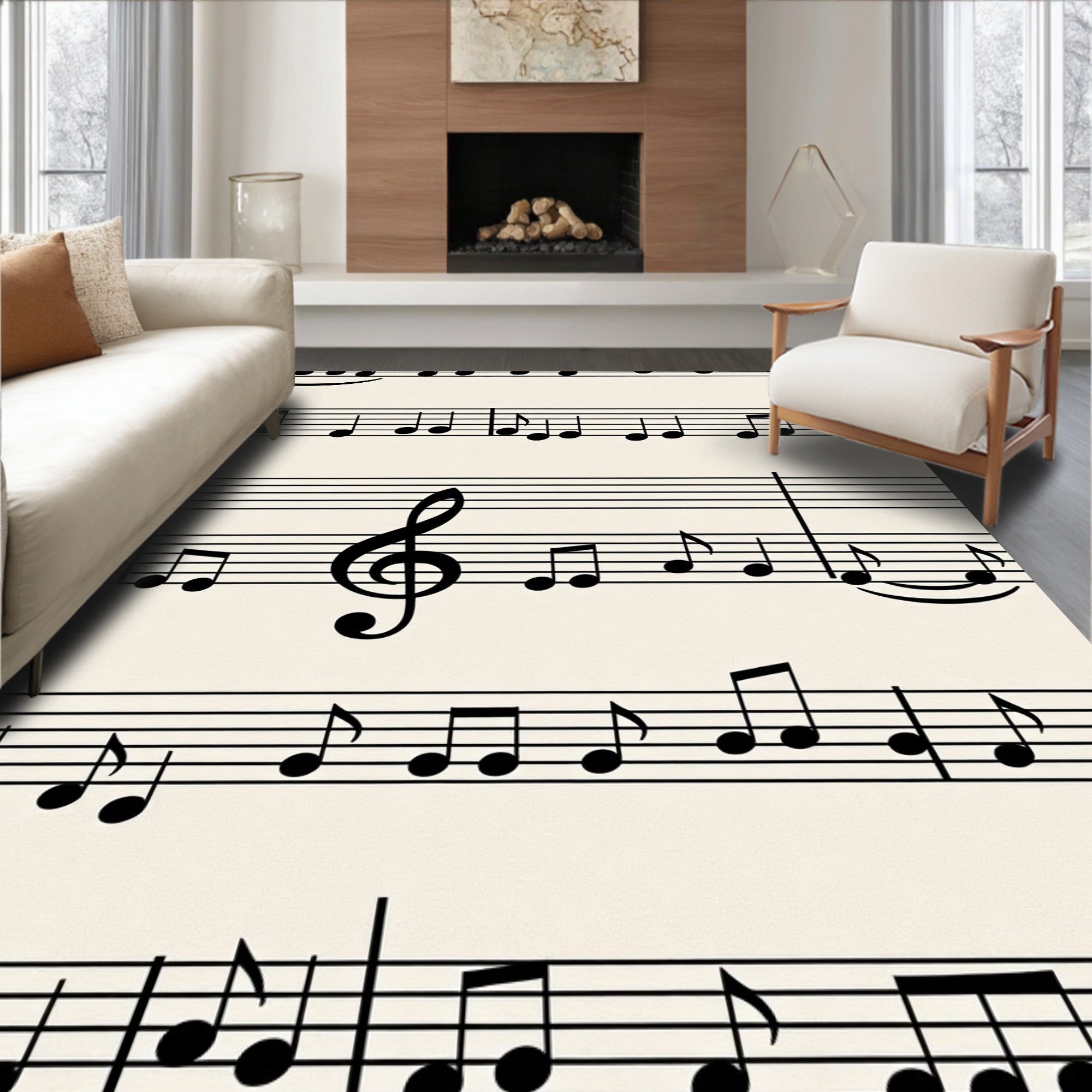 Classic Staff Music Notes Rug