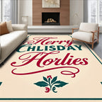 Crimson Cream Festive Holly Border Rug