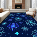 Deep Blue Snowflake Repeating Pattern Rug