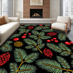 Crimson Berry Pine Branch Arrangement Rug