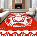 Bold Red Star Mandala Sunburst Rug