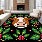 Festive Cow Holly Berry Garland Rug