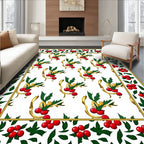 Red Holly Berry Garland Bordered Rug