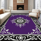 Ornate Purple Black White Medallion Rug