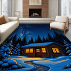 Cozy Cabin In Snowy Winter Night Rug