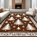 Classic Brown White Pine Forest Rug