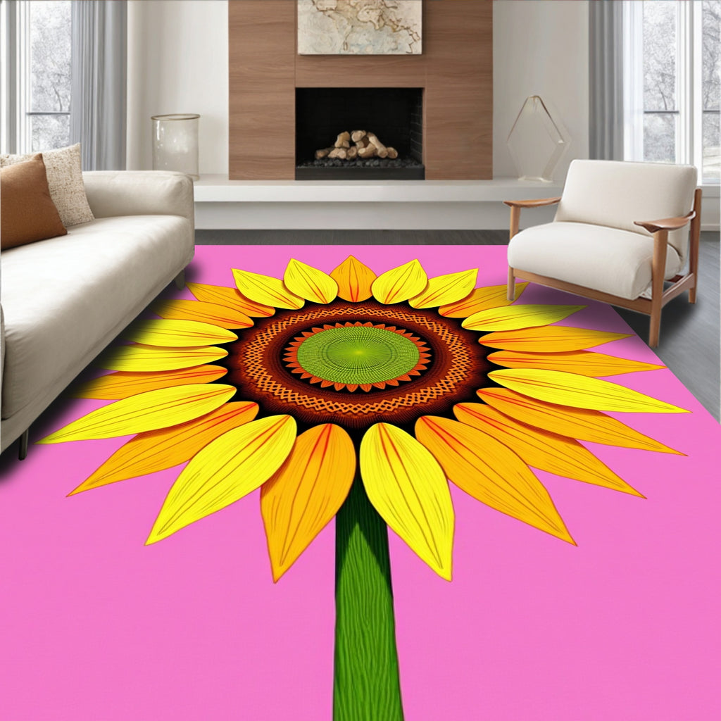 Golden Yellow Sunflower Mandala Harmony Rug