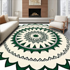 Emerald Green Abstract Sunburst Rug