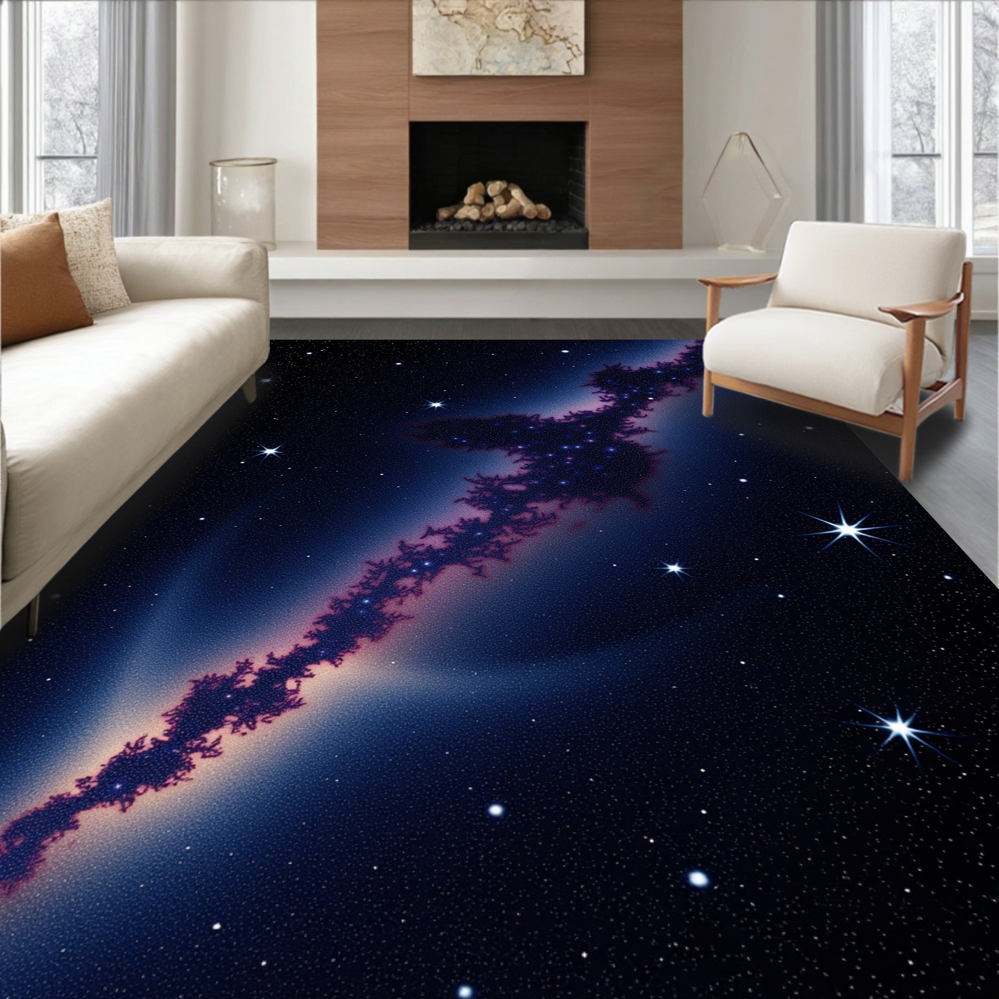 Cosmic Nebula Starry Night Sky Rug