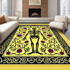 Whimsical Skeleton Floral Yellow Rug