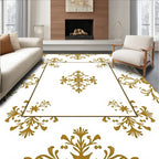 Golden Floral Frame Ornament Rug