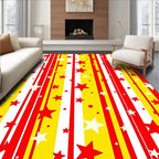 Crimson Yellow Starburst Stripes Rug