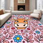 Whimsical Cow Floral Garden Rug