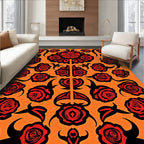 Crimson Black Floral Arrangement Rug