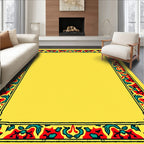 Vintage Red Teal Floral Border Rug