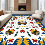Whimsical Folk Family Nativity Scene Rug