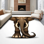 Majestic Brown Elephant Detailed Portrait Rug