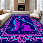 Neon Cat Cosmic Night Border Rug