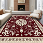Crimson Cream Medallion Damask Rug