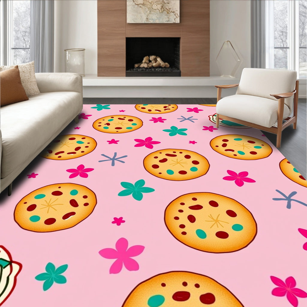 Pink Cookie Floral Sprinkle Accent Rug