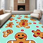 Cute Gingerbread Men Teal Rug