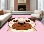 Cute Pug Face Pink Background Rug