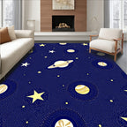 Dark Blue Celestial Starry Planets Rug