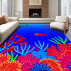 Vibrant Coral Reef Turtle Fish Rug