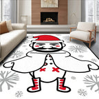 Festive Red Santa Claus Snowflakes Rug