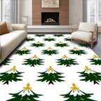 Christmas Tree Snowflakes Gold Star Rug