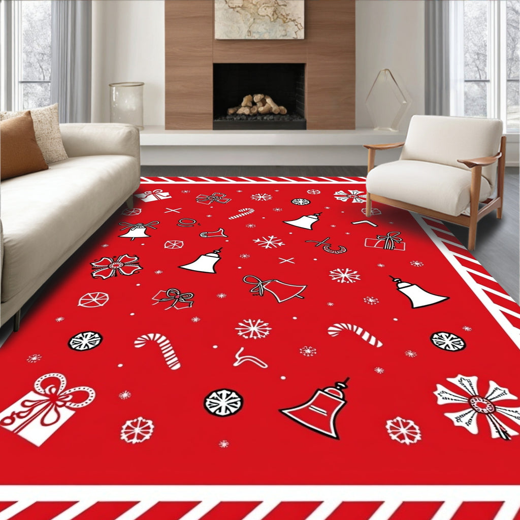 Red Christmas Icons Celebration Rug
