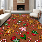 Brown Gingerbread Candy Cane Holiday Frolic Rug