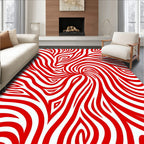 Bold Red Swirl Abstract Curve Rug
