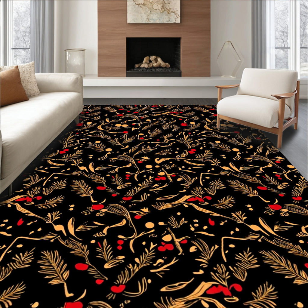Warm Amber Red Floral Sprig Rug