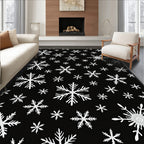 Black White Snowflake Scatter Rug
