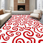 Crimson Swirls Whimsical Curve Rug