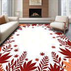Crimson Copper Falling Leaf Border Rug