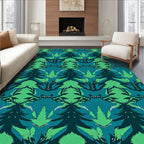 Deep Teal Green Forest Symmetry Rug