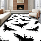 Black Flying Bird Silhouette Repeat Rug