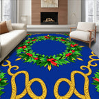 Holiday Wreath Coral Berry Vines Rug