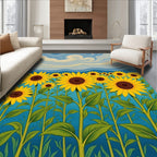 Yellow Sunflower Field Sky Swirl Rug