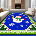 Blue Snowman With Ice Cream Border Rug