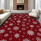 Crimson White Snowflakes Garland Rug