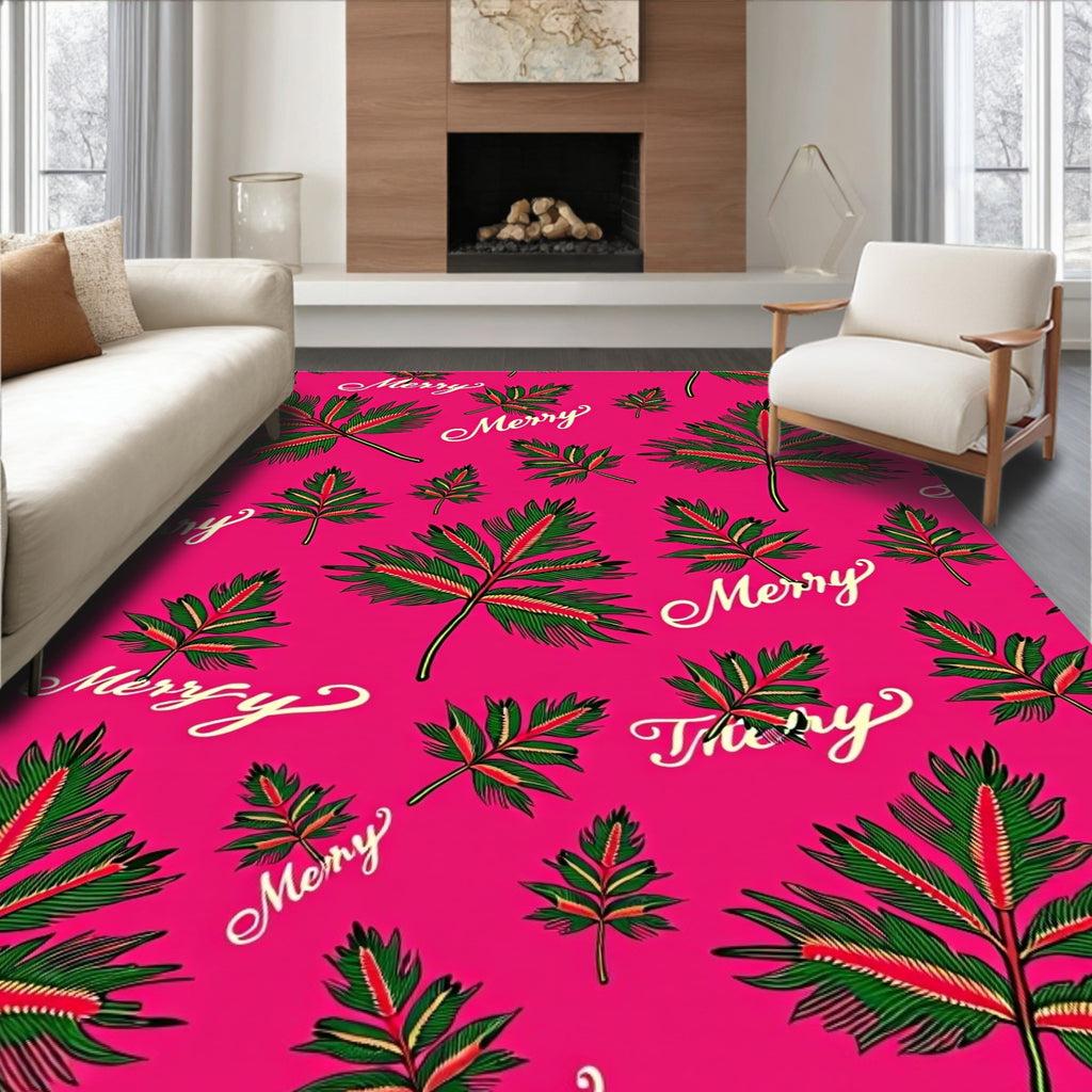 Tropical Merry Fern Leaf Medley Rug