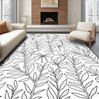 Line Art Tropical Leaf Arrangement Rug