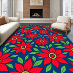 Vibrant Red Floral Garden Rug