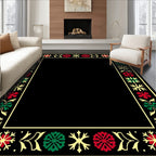 Red Green Snowflake Border Rug