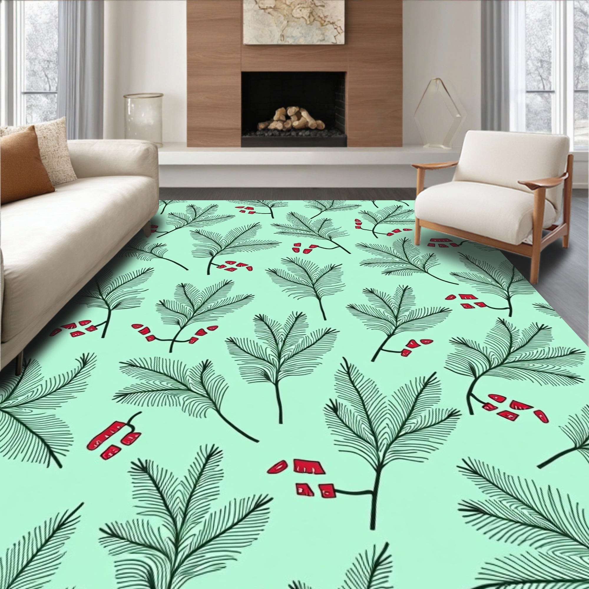 Foilage Red Berry Sprig Rug